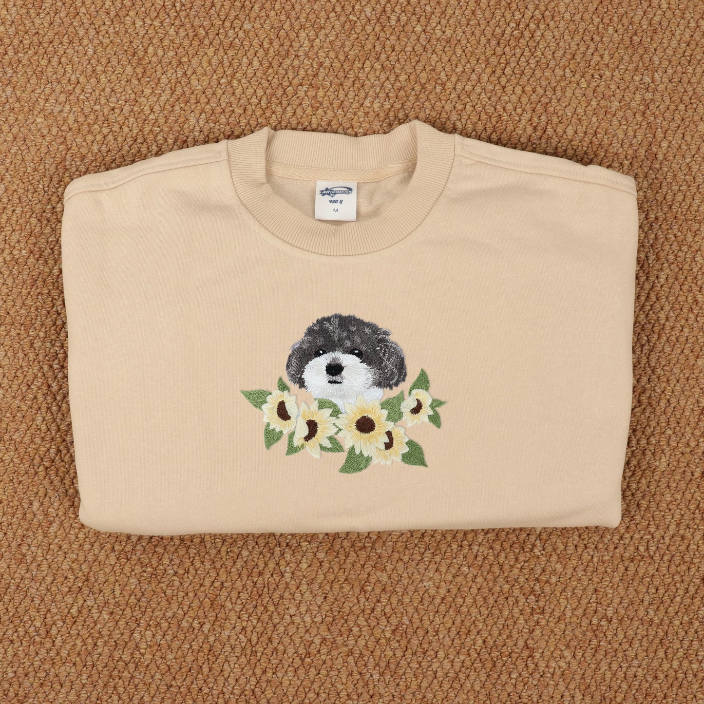 Custom Glow-in-the-Dark Embroidered Pet Portrait Sunflower Sweatshirt