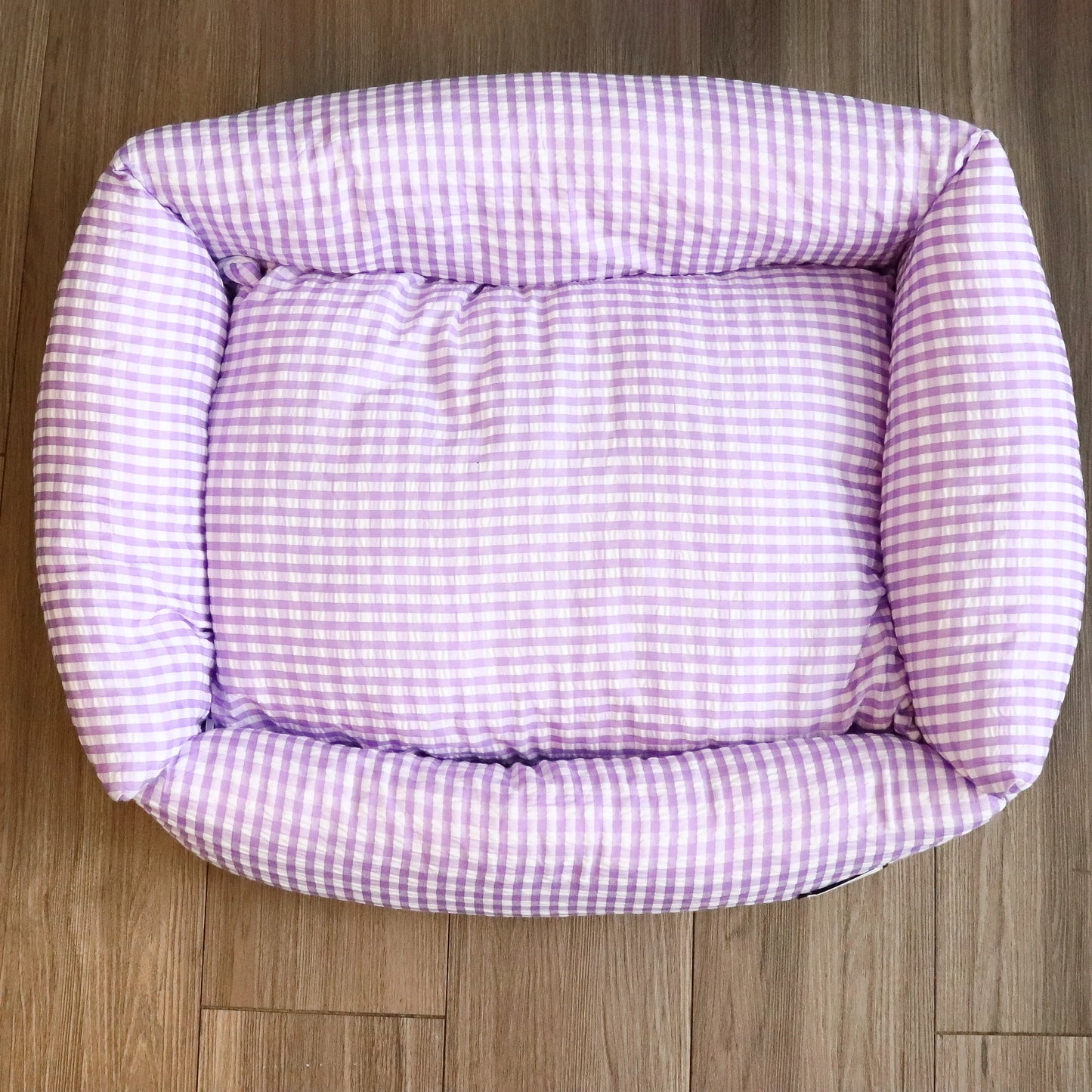 Purple Gingham Pet Bed