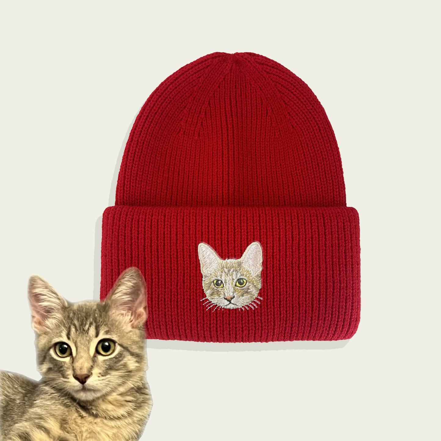 Custom Embroidered Pet Portrait Beanie Hat