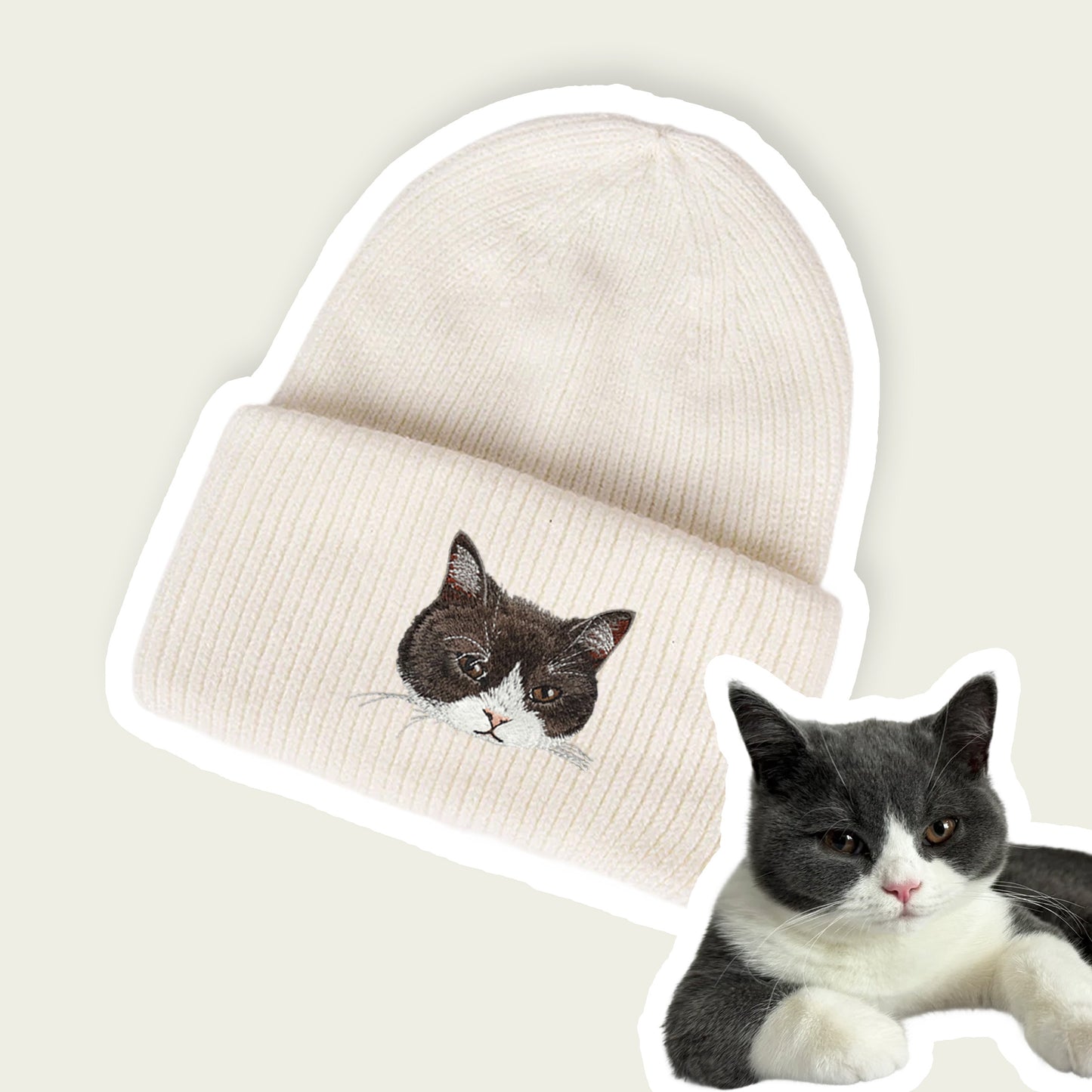 Custom Embroidered Pet Portrait Beanie Hat