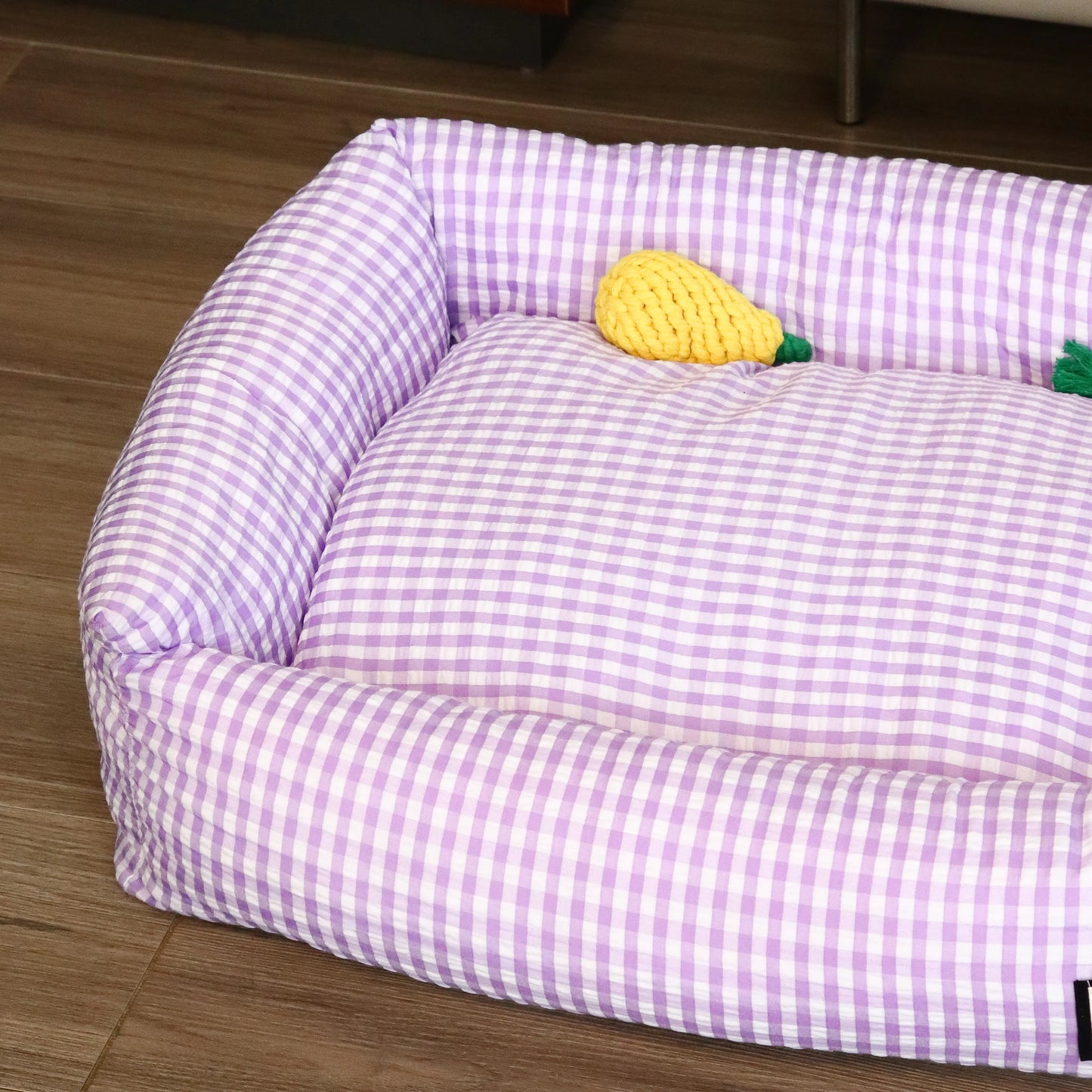 Purple Gingham Pet Bed