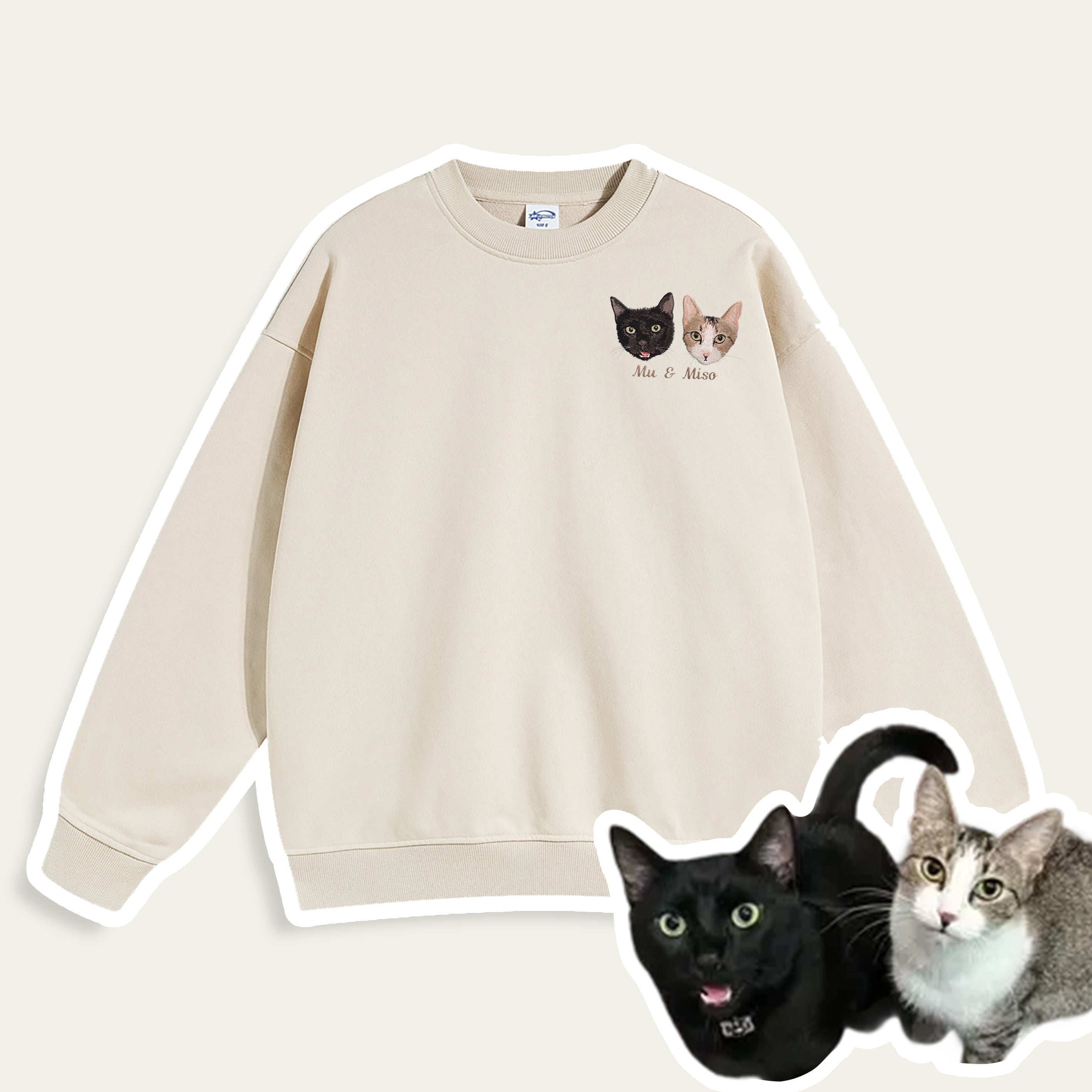 Custom Embroidered Pet Portrait Patch Sweatshirt – product photo 17 of a custom embroidered sweatshirt