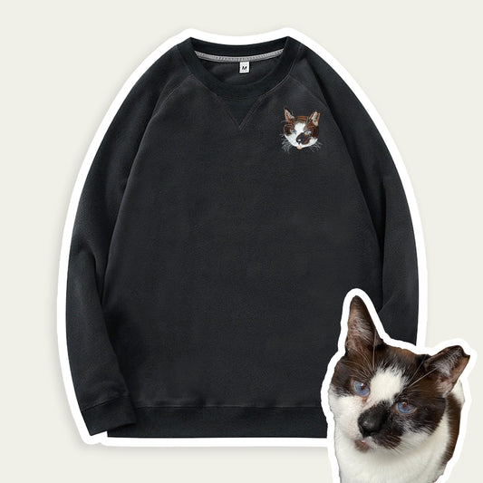 Op maat gemaakt geborduurd huisdierportret Sherpa Fleece Sweatshirt