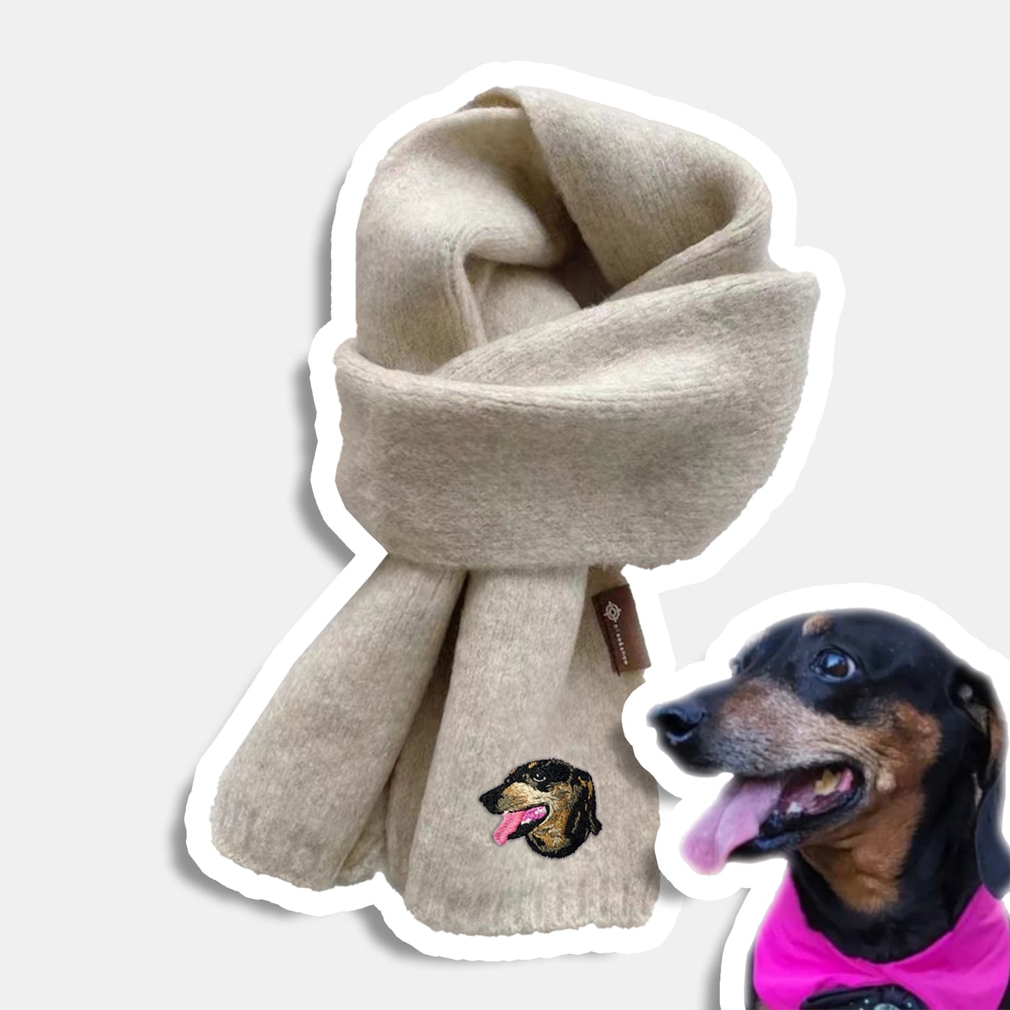 Custom Embroidered Pet Portrait Woven Scarf