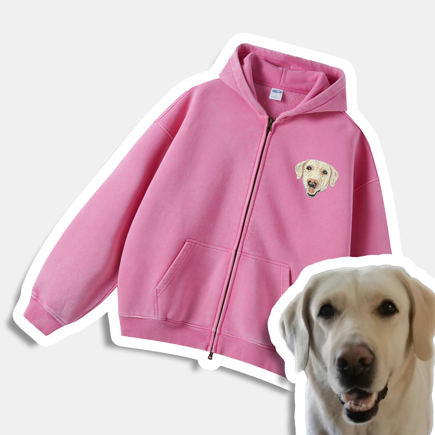 Custom Pet Vintage Zip-Up Hoodie