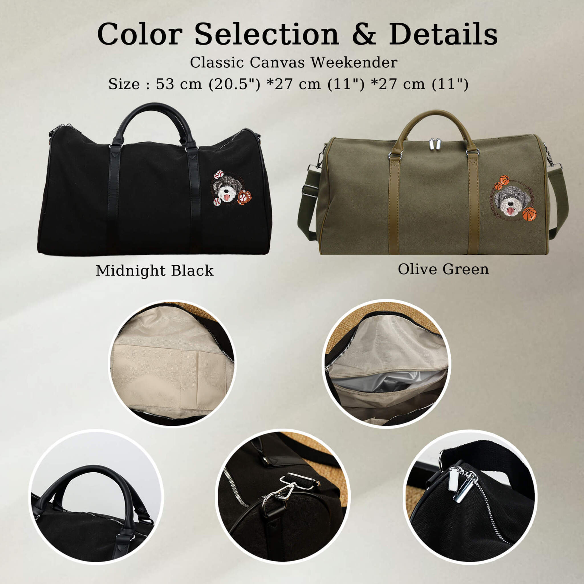 Custom Embroidered Pet Weekender Bag – product photo 12 of a custom embroidered bag