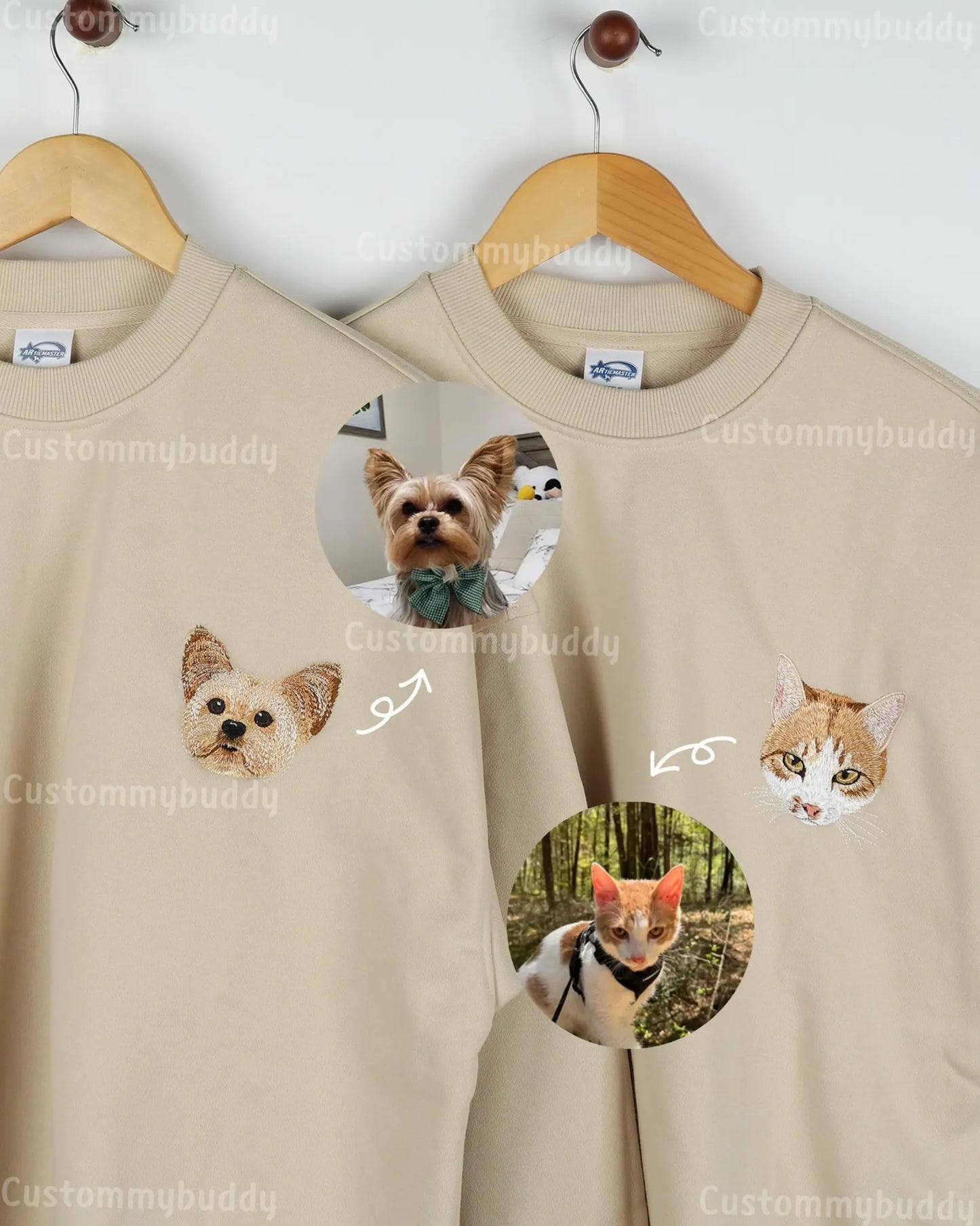 Custom Embroidered Pet Portrait Patch Sweatshirt